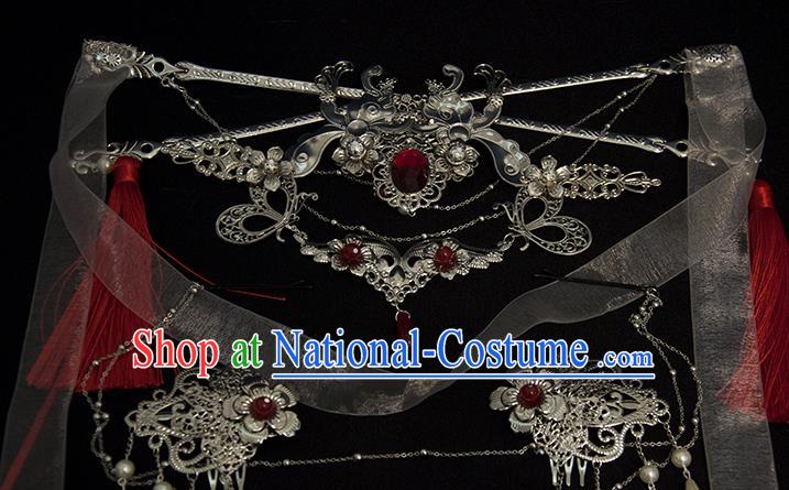 Chinese Traditional Hanfu Hair Crown Hairpins Ancient Princess Hair Accessories Complete Set for Women