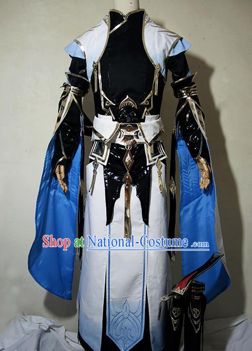 Chinese Traditional Cosplay Taoist Priest Royal Highness Costume Ancient Swordsman Hanfu Clothing for Men