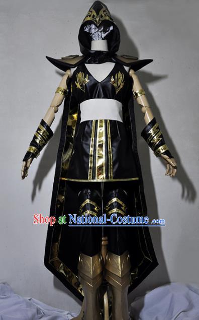 Chinese Traditional Cosplay Knight Black Costume Ancient Swordsman Dress for Women