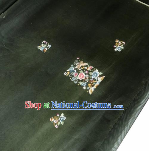 Traditional Chinese Embroidered Peony Black Silk Fabric Classical Pattern Design Brocade Fabric Asian Satin Material