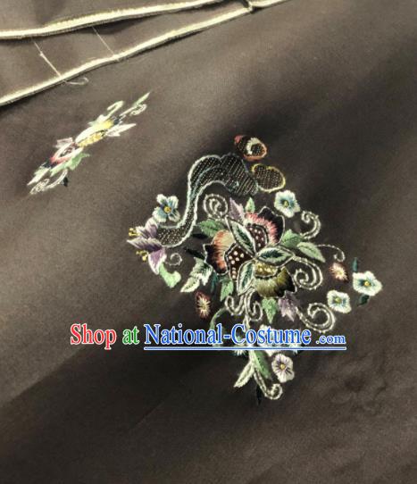 Traditional Chinese Embroidered Black Silk Fabric Classical Pattern Design Brocade Fabric Asian Satin Material