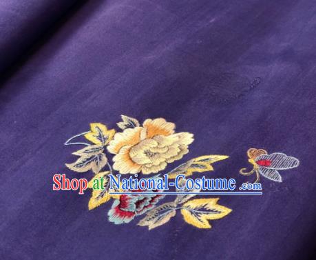 Traditional Chinese Embroidered Peony Purple Silk Fabric Classical Pattern Design Brocade Fabric Asian Satin Material