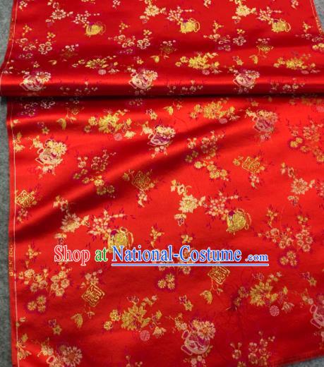 Traditional Chinese Red Silk Fabric Classical Pattern Design Brocade Fabric Asian Satin Material