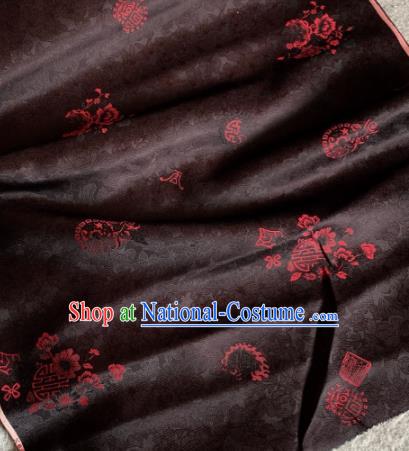 Traditional Chinese Black Satin Classical Pattern Design Brocade Fabric Asian Silk Fabric Material