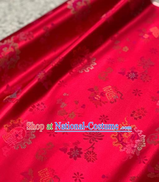 Traditional Chinese Red Satin Classical Chrysanthemum Pattern Design Brocade Fabric Asian Silk Fabric Material