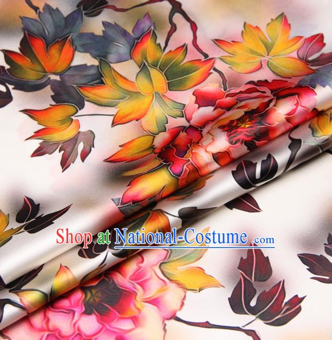 Chinese Traditional Classical Peony Pattern Brocade Damask Asian Satin Drapery Silk Fabric