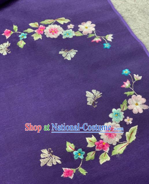 Traditional Chinese Purple Satin Classical Embroidered Flowers Pattern Design Brocade Fabric Asian Silk Fabric Material