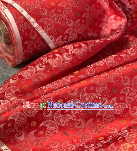 Traditional Chinese Satin Classical Pattern Design Red Brocade Fabric Asian Silk Fabric Material