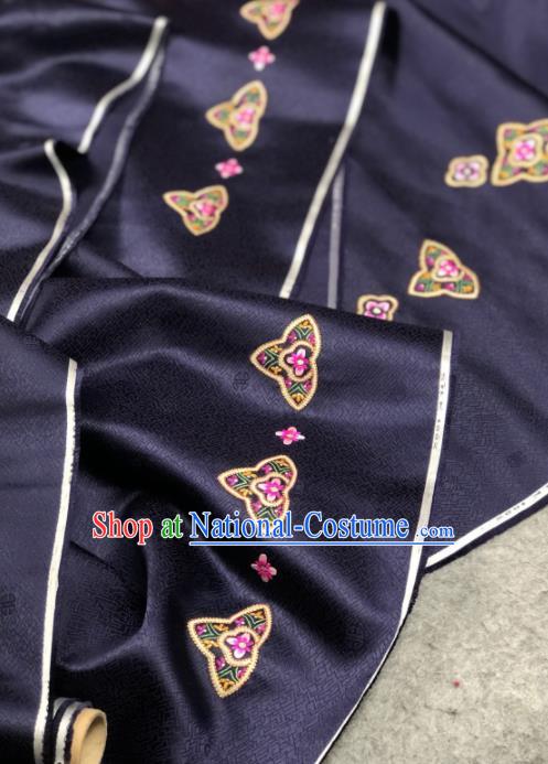 Traditional Chinese Satin Classical Embroidered Pattern Design Purple Brocade Fabric Asian Silk Fabric Material