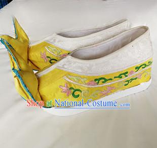 Chinese Traditional Beijing Opera Queen Embroidered Shoes Ancient Empress Shoes for Adults