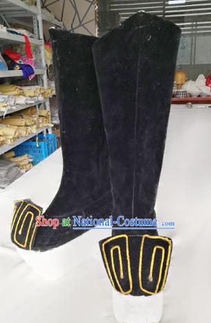 Chinese Traditional Beijing Opera Takefu Black Boots Ancient Swordsman Shoes for Adults