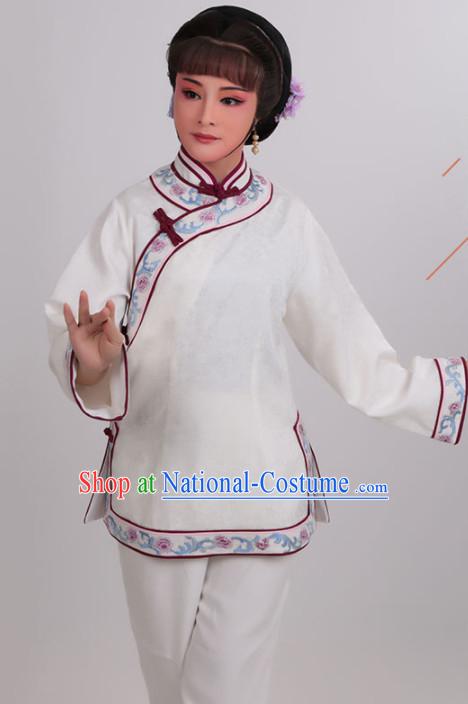 Chinese Traditional Peking Opera Actress White Clothing Ancient Young Mistress Embroidered Costume for Women