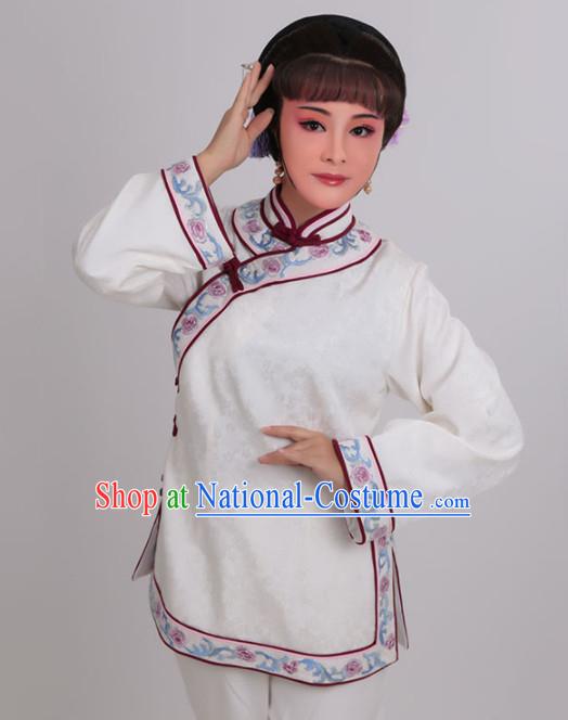 Chinese Traditional Peking Opera Actress White Clothing Ancient Young Mistress Embroidered Costume for Women