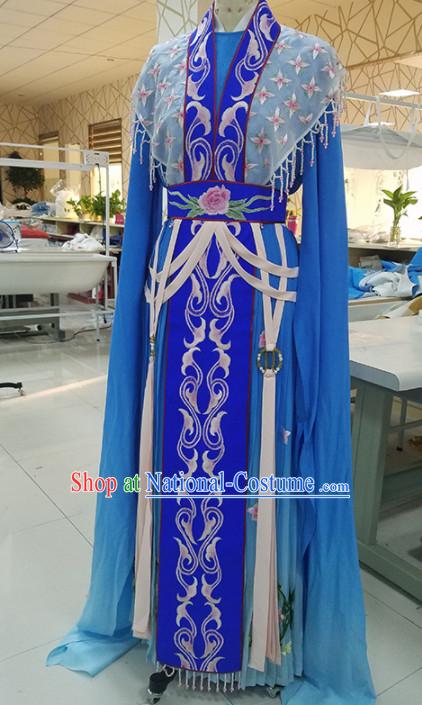 Chinese Traditional Peking Opera Actress Royalblue Dress Ancient Court Queen Embroidered Costume for Women