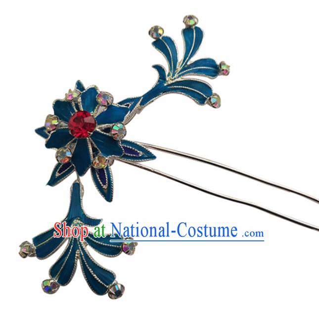 Chinese Ancient Queen Flower Hairpins Traditional Beijing Opera Diva Hair Accessories for Adults