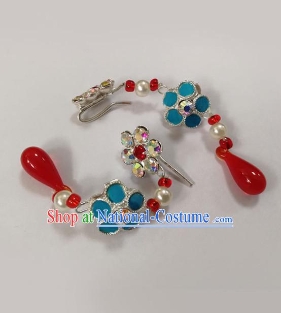 Chinese Ancient Queen Plum Earrings Traditional Beijing Opera Diva Ear Accessories for Adults