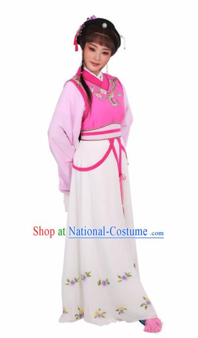 Chinese Traditional Peking Opera Young Lady Rosy Dress Ancient Maidservants Embroidered Costume for Women