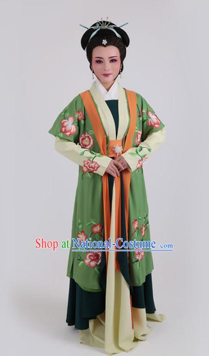 Chinese Traditional Peking Opera Actress Queen Green Dress Ancient Court Lady Embroidered Costume for Women