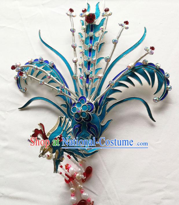 Chinese Ancient Queen Phoenix Coronet Tassel Hairpins Traditional Beijing Opera Diva Hair Accessories for Adults