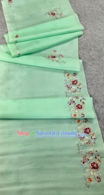 Traditional Chinese Satin Classical Embroidered Peony Pattern Design Green Brocade Fabric Asian Silk Fabric Material