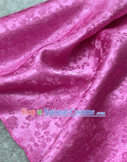 Traditional Chinese Satin Classical Flowers Pattern Design Rosy Brocade Fabric Asian Silk Fabric Material