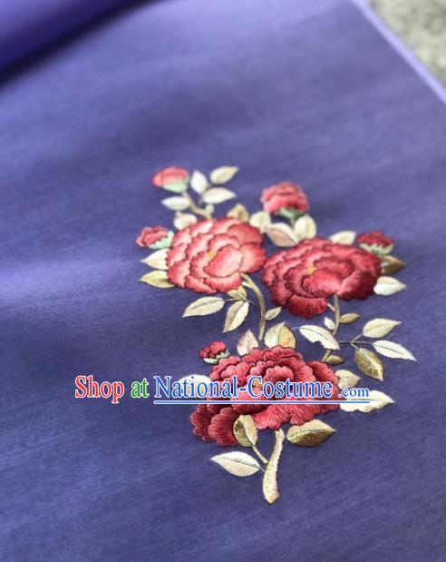 Traditional Chinese Satin Classical Embroidered Pattern Design Violet Brocade Fabric Asian Silk Fabric Material