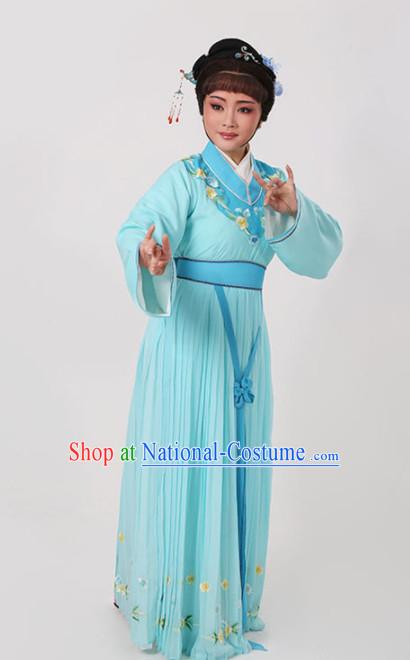 Chinese Traditional Peking Opera Actress Light Blue Dress Ancient Nobility Lady Embroidered Costume for Women