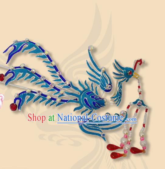 Chinese Traditional Beijing Opera Diva Hair Accessories Ancient Queen Phoenix Tassel Hairpins for Women