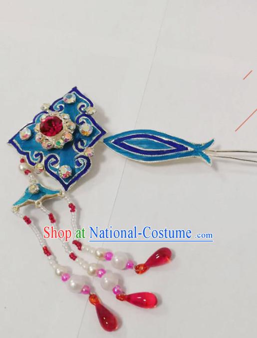 Chinese Traditional Beijing Opera Hair Accessories Ancient Queen Tassel Hairpins for Women