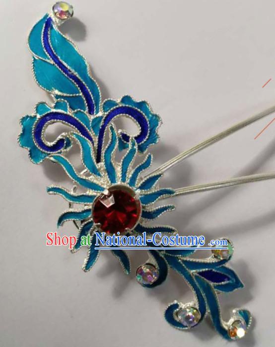 Chinese Ancient Court Queen Red Crystal Hairpins Traditional Beijing Opera Hair Accessories for Women