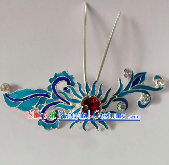 Chinese Ancient Court Queen Red Crystal Hairpins Traditional Beijing Opera Hair Accessories for Women