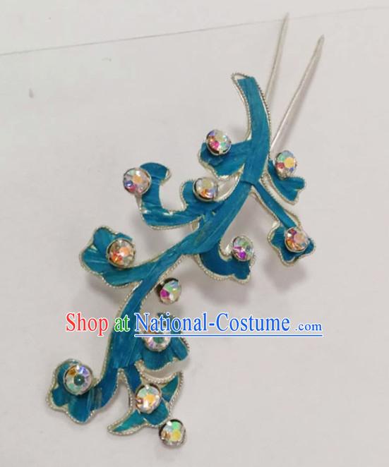 Chinese Ancient Court Queen Blue Hairpins Traditional Beijing Opera Hair Accessories for Women