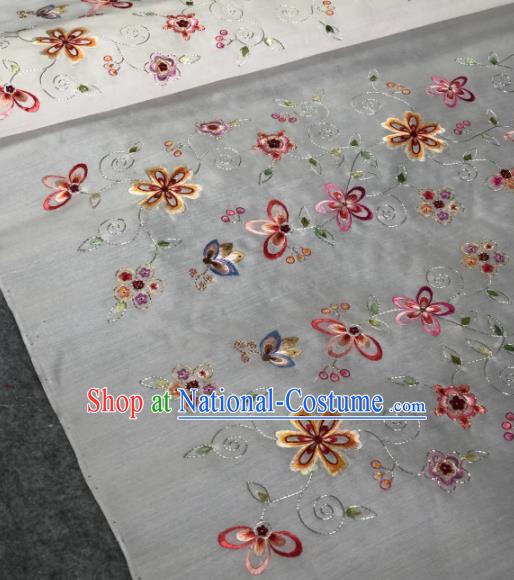 Traditional Chinese Silk Fabric Classical Embroidered Flowers Pattern Design Brocade Fabric Asian Satin Material