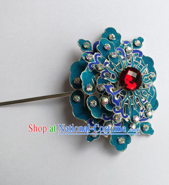 Chinese Ancient Queen Red Crystal Hairpins Traditional Beijing Opera Diva Hair Accessories for Adults