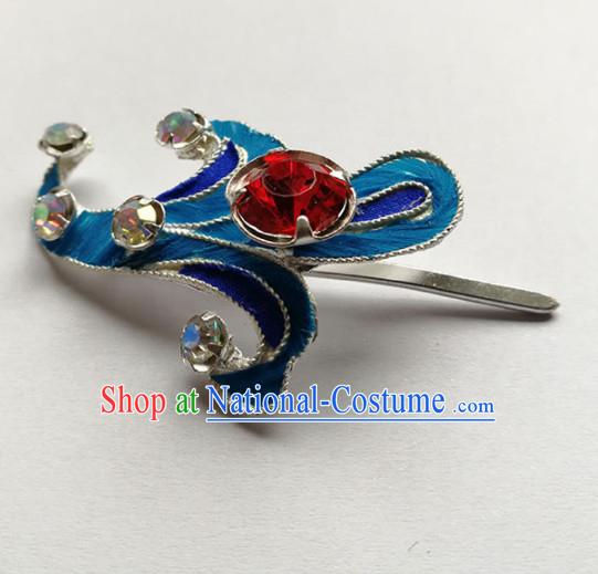 Chinese Ancient Court Princess Red Crystal Hairpins Traditional Beijing Opera Diva Hair Accessories for Adults