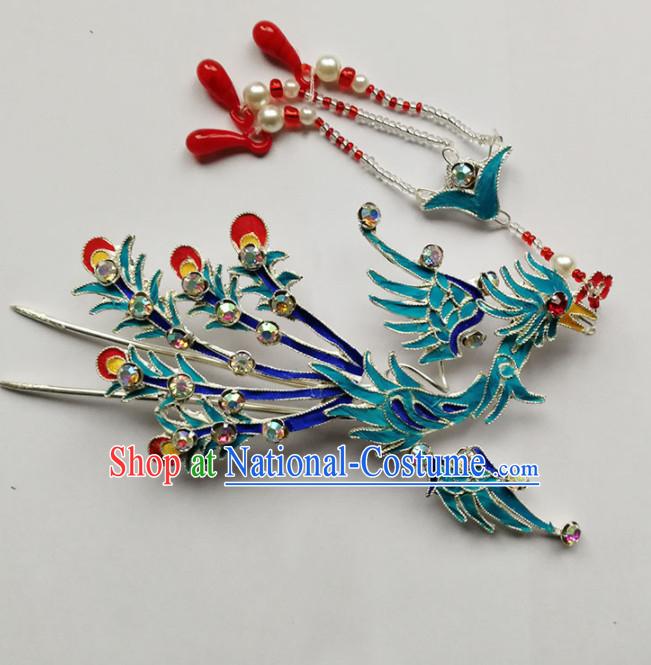 Chinese Ancient Court Princess Tassel Hairpins Phoenix Step Shake Traditional Beijing Opera Diva Hair Accessories for Adults