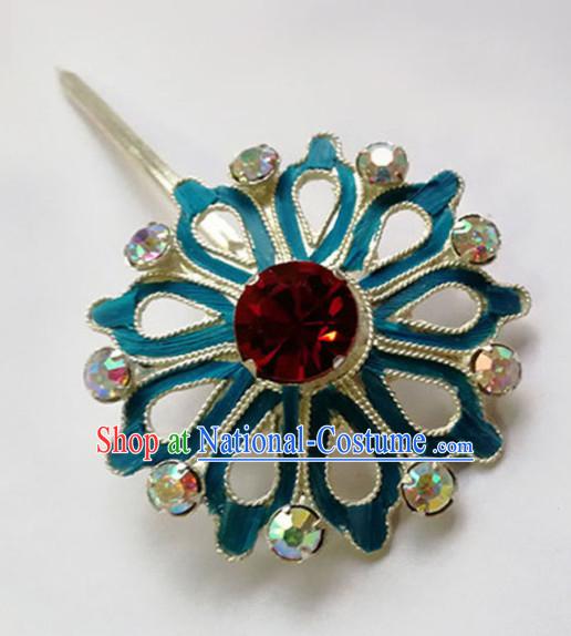 Chinese Ancient Court Princess Hair Clip Red Crystal Hairpins Traditional Beijing Opera Diva Hair Accessories for Adults