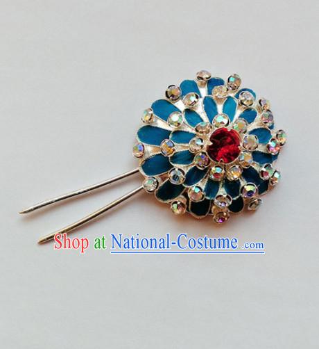 Chinese Ancient Court Princess Crystal Hair Clip Hairpins Traditional Beijing Opera Diva Hair Accessories for Adults