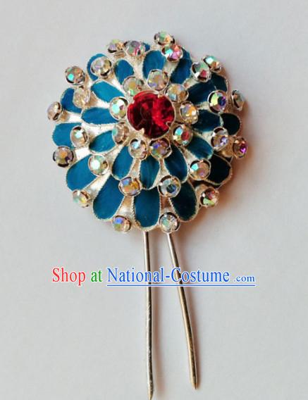 Chinese Ancient Court Princess Crystal Hair Clip Hairpins Traditional Beijing Opera Diva Hair Accessories for Adults