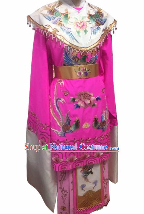 Chinese Traditional Peking Opera Queen Actress Embroidered Rosy Dress Ancient Empress Costume for Women