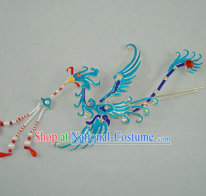 Chinese Ancient Court Princess Tassel Step Shake Phoenix Hairpins Traditional Beijing Opera Diva Hair Accessories for Adults