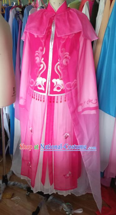 Traditional Chinese Peking Opera Nobility Lady Diva Rosy Dress Ancient Court Maid Embroidered Costume for Women