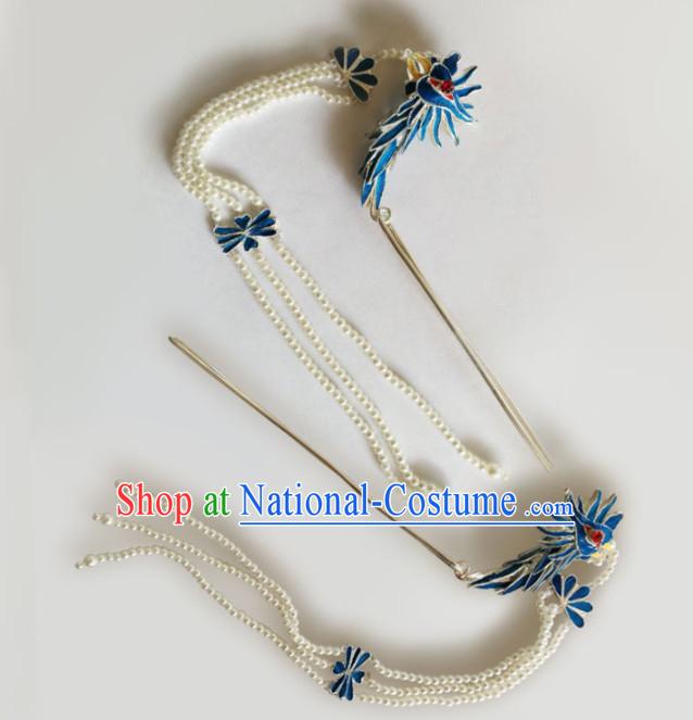 Chinese Ancient Court Princess Hairpins Phoenix Tassel Step Shake Traditional Beijing Opera Diva Hair Accessories for Adults