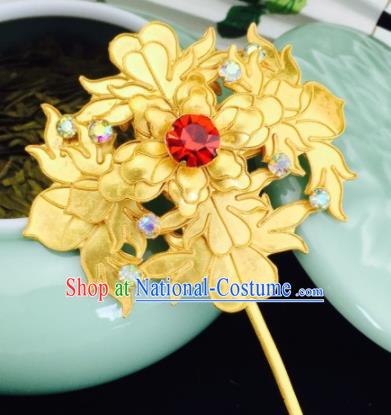 Chinese Ancient Palace Golden Hairpins Queen Hair Clip Traditional Beijing Opera Diva Court Hair Accessories for Adults