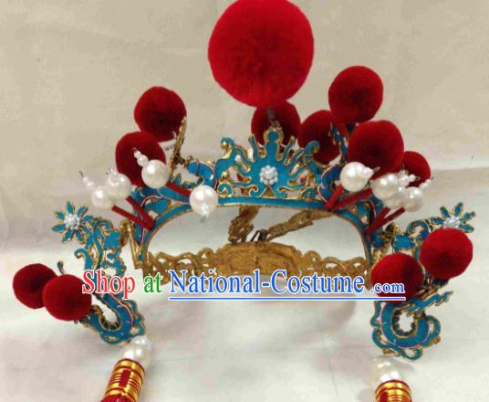 Chinese Ancient General Helmet Traditional Beijing Opera Takefu Hat Hair Accessories for Adults