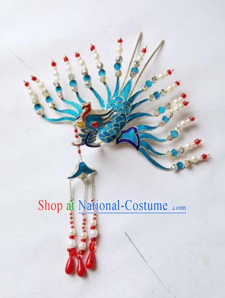 Chinese Ancient Princess Pearls Phoenix Hairpins Traditional Beijing Opera Diva Hair Accessories for Adults