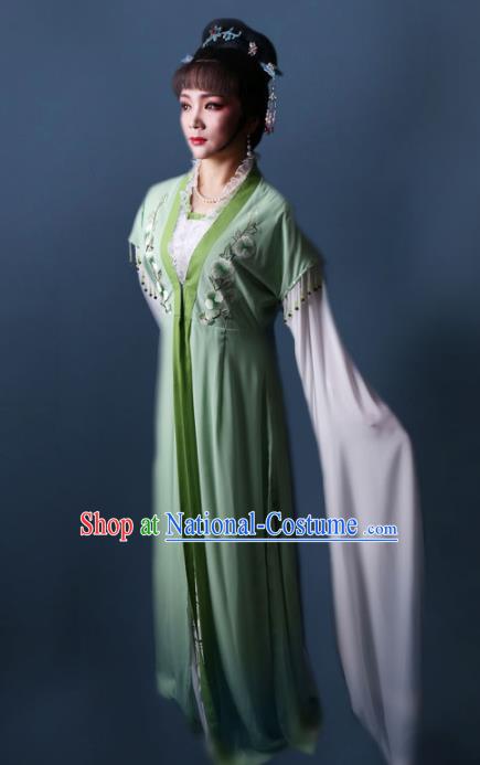 Chinese Traditional Opera Peri Princess Green Dress Ancient Beijing Opera Diva Embroidered Costume for Women