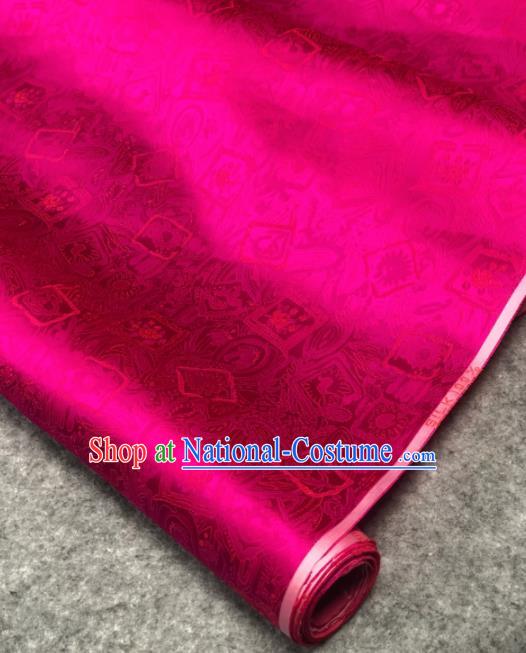 Traditional Chinese Rosy Silk Fabric Classical Peony Pattern Design Brocade Fabric Asian Satin Material