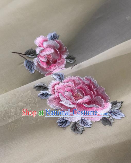 Traditional Chinese Beige Silk Fabric Classical Embroidered Peony Pattern Design Brocade Fabric Asian Satin Material