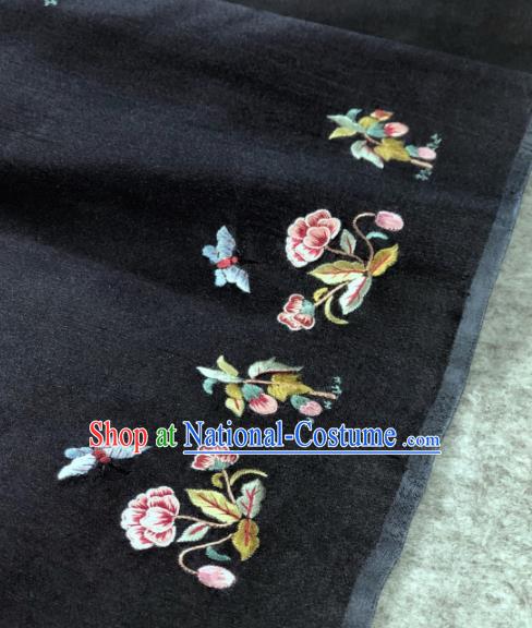 Traditional Chinese Black Silk Fabric Classical Embroidered Pattern Design Brocade Fabric Asian Satin Material